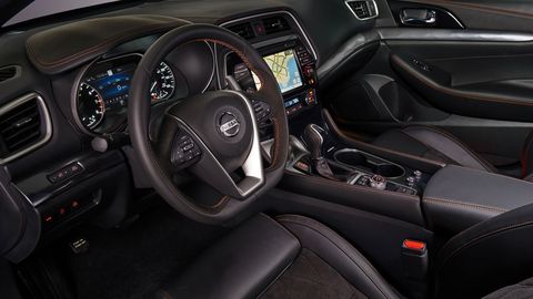 The 2019 Nissan Maxima&nbsp;carries over much of its interior styling from 2018 but is now available with Nissan Safety Shield 360 and 10 airbags.
