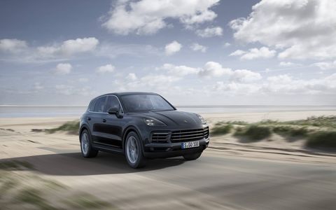 You won't be able to buy a 2019 Porsche Cayenne until the middle of 2018, but Porsche pulled the wraps off two V6 models last night in Stuttgart: the 3.0-liter single-turbo V6 Cayenne and the 3.0-liter twin-turbo V6 Cayenne S. The SUV gets a new 8-speed Tiptronic, optional 4-wheel steering and three choices of brake packages. Prices for these two models will be $66,750 and $83,950, respectively. No word on Turbo and Hybrid models.