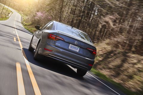 The 2019 Volkswagen Jetta only offers a 147-hp, 184-lb-ft I4, along with a six-speed manual or eight-speed automatic transmission.