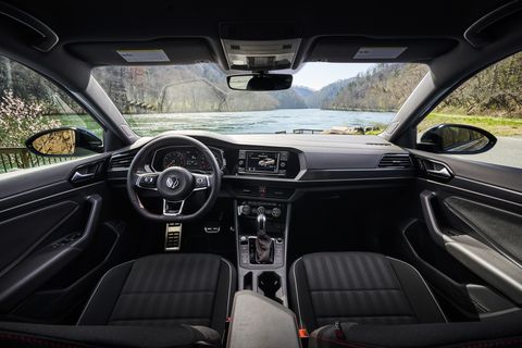 The 2019 Volkswagen GLI has an interior similar to its hatchback sibling.