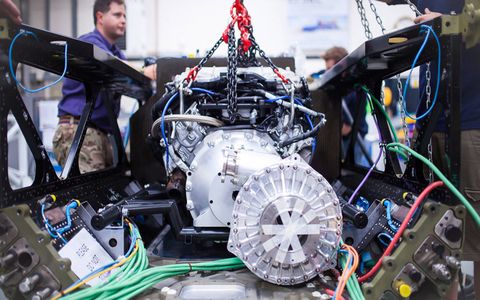The Bloodhound SSC -- a vehicle that aims to break the 1,000-mph land-speed barrier -- has just received its 5.0-liter supercharged Jaguar engine. The 550-hp powerplant won't drive the wheels; instead, it will serve as an oxidizer pump for the car's hybrid rocket motors.