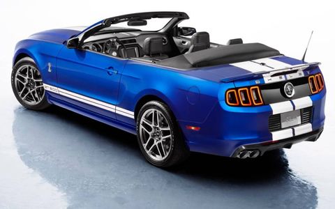 The supercharged V8 in the 2013 Ford Mustang Shelby GT500 convertible pumps out 650 hp.