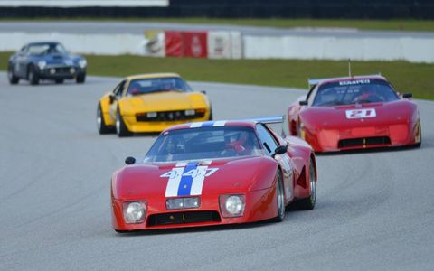 The sun began to set as the cars wound around the track at the 2013 Cavallino Classic.