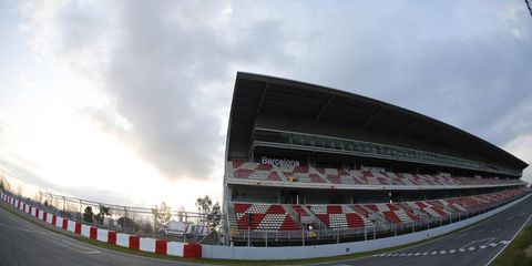 The grandstands at Barcelona were empty before testing.Photo by: LAT Photographic