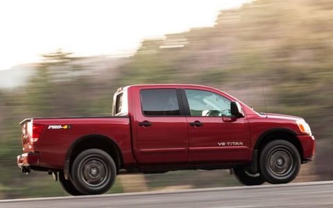 The 2014 Nissan Titan Pro-4X gets its power from a 5.7-liter DOHC V8 engine making 317-hp and 386 lb-ft of torque.