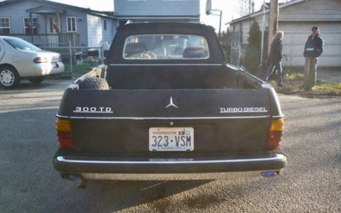 The seller claims this home-brew pickup conversion is in relatively solid shape. Given the ruggedness of the 300TD estate wagon, we're inclined to believe him.