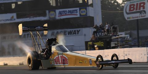 Pritchett piloted her dragster to the quickest run in NHRA history with a pass of 3.640-seconds at 330.63 mph Friday.