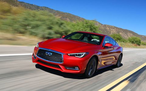 The Infiniti Q60 Coupe, especially in the Red Sport 400 trim shown above, is a strong contender in the sporty coupe segment, with 3863 pounds of ground-hugging weight and 400 hp of firepower underhood.