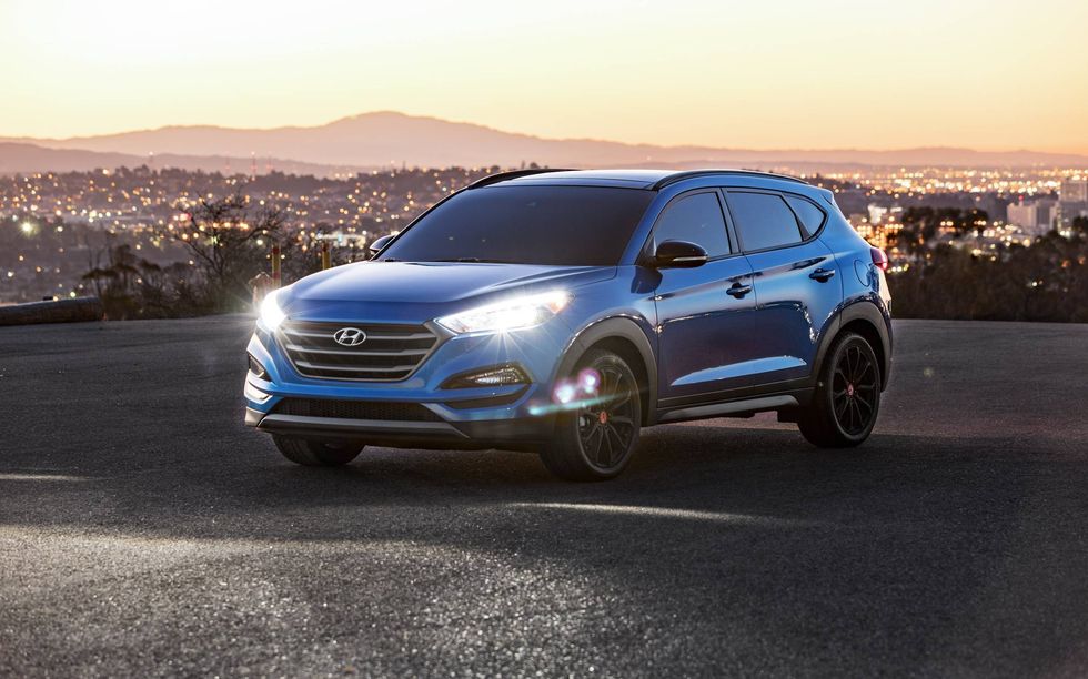 The 2017 Hyundai Tucson Night gets the same 1.6-liter turbocharged four as the regular Tucson Sport, making 175 hp and 195 lb-ft of torque.