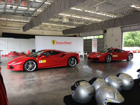 The crew at Corso Pilota is large and well organized. The cars are, well, Ferraris