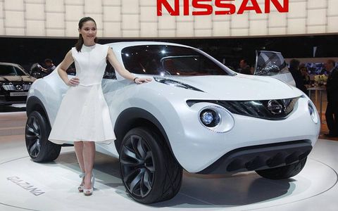 The Nissan Qazana concept is a small SUV that previews a vehicle that will slot beneath the Qashqai in Nissan's European lineup. Nissan says the Qazana's interior is inspired by motorcycles.