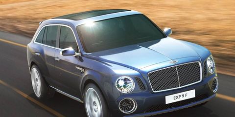 Revealed at the Geneva motor show, the Bentley EXP 9 F has restrained styling defined by a dominant hood, flat beltline, generous glasshouse and the hallmark matrix grille