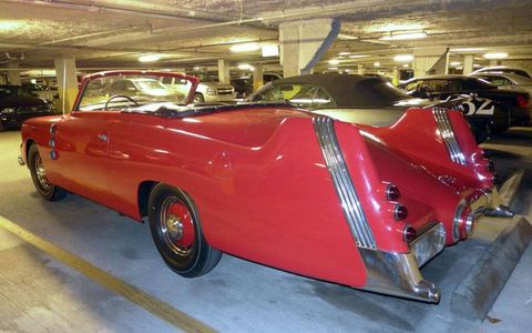 Spohn mania! This 1957 Spohn-built convertible uses the chassis of a Ford. Power is supposedly from a Cadillac V8.