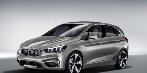 The Active Tourer concept features a three-cylinder gas engine paired with an electric motor.
