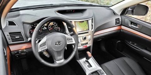 The leather interior of the 2013 Subaru Outback 2.5i Limited seems up to par with the tested sticker price of $33,607.