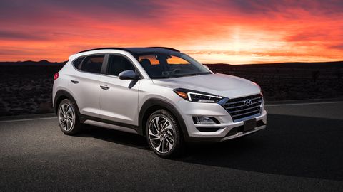 Hyundai unveiled a refreshed Tucson at the 2018 New York auto show, with an updated front fascia design and new standard features.