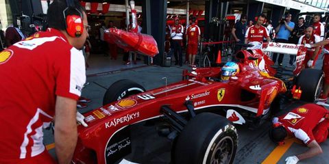 Fernado Alonso, Ferrari F138, in the pitsPhoto by: LAT Photographic