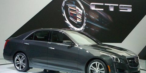The Cadillac CTS on the floor of the New York auto show.