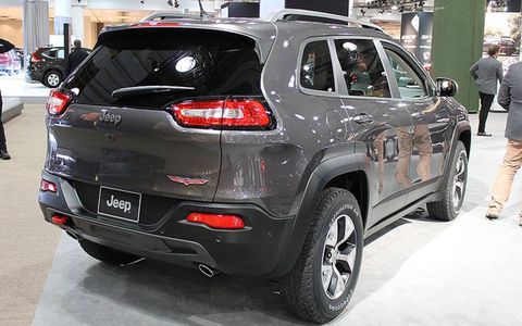 The rear of the all-new Jeep Cherokee at the New York auto show.