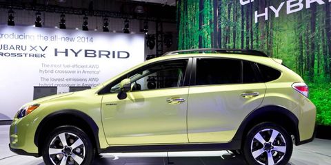 One year after launching the Subaru XV Crosstrek crossover, a hybrid version debuted at the New York auto show on Thursday.