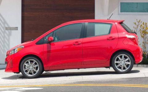 A side view of the 2012 Toyota Yaris.