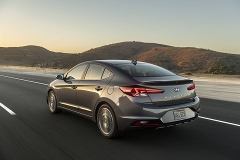 The 2019 Hyundai Elantra comes with a choice of three engines: a 147-hp 2.0-liter Atkinson four, a 128-hp 1.4-liter turbo four in the Eco and 201-hp 1.6-liter turbo four in the Sport.