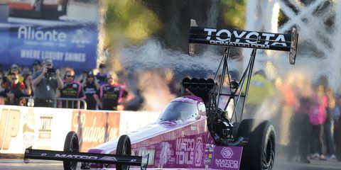 Antron Brown didn't win the Las Vegas event, but he did what he needed to do to claim his second Top Fuel championship.