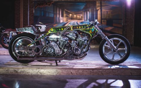 The Outlier’s Guild Custom Motorcycle Show debuted in downtown Los Angeles May 6, with a new take on the traditional custom motorcycle. You were as likely to see metalflake Honda CB550s, semi-apocalyptic Triumphs and reinterpreted Ducatis as you were Harleys.