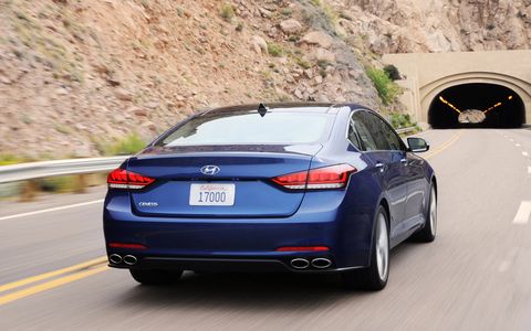 The 2015 Hyundai Genesis 3.8 Sedan comes in at a base price of $41,450 with our tester topping off at $52,450.