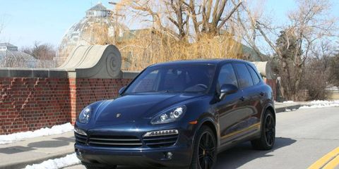 The 2013 Porsche Cayenne Diesel is equipped with a 3.0-liter V6 diesel engine producing 240 hp and a whopping 406 lb-ft of torque.