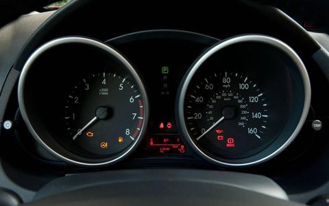 The gauge cluster of the 2012 Mazda 5.