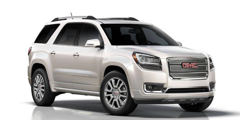 Exterior trim on the 2013 GMC Acadia Denali is not subtle, but begs for attention with flashy chrome accents.