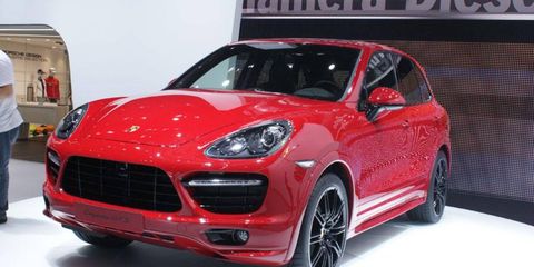 A front view of the Porsche Cayenne GTS shown at the Beijing motor show.