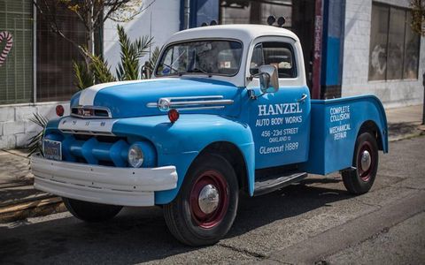 The famed Hanz Lift tow truck, a 1952 Ford F3.