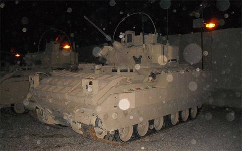 Shown is a Bradley Fighting Vehicle, a weapons system for mechanized infantry.