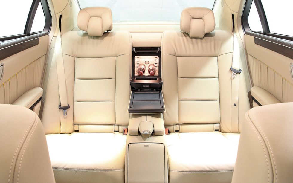 The rear seats can include an optional beverage chiller.