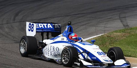 Colton Herta led from the pole Sunday to win the Indy Lights Grand Prix of Alabama..