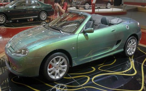 Nanjing Automobile Group purchased the assets of iconic British brand Rover back in 2005 and displayed its latest sports car, the MG TF, at the Shanghai show. Production of the MG TF began in March.