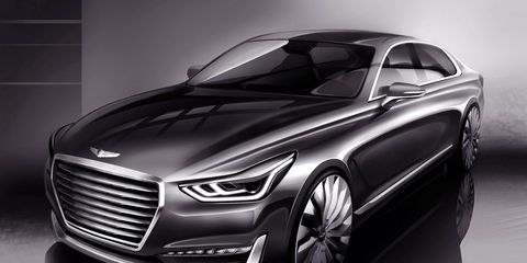 The look of "New Luxury": The upcoming Genesis G90 sedan, or at least a rendering of it.