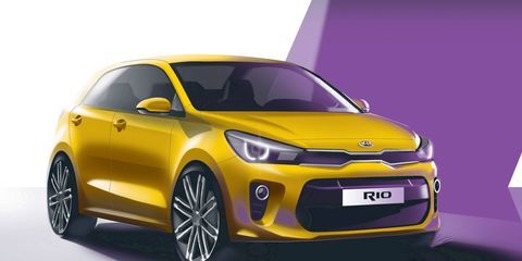 Kia has published sketches previewing the next Rio compact hatch.