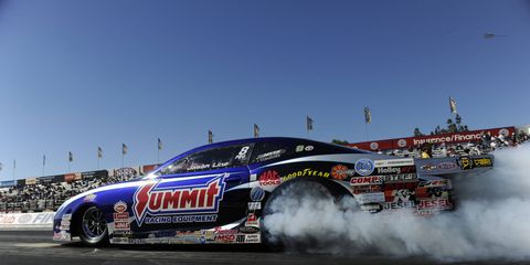 Jason Line won the 2016 NHRA Pro Stock championship on Sunday. He previously won championships in the class in 2006 and 2011.