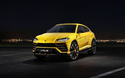 Lamborghini’s new super-SUV, the 2019 Urus, packs a 641 hp 4.0-liter twin-turbocharged V8, all-wheel drive and performance features like rear-wheel steering. With a top speed of 190 mph, Lambo claims it is the world’s fastest production SUV.
