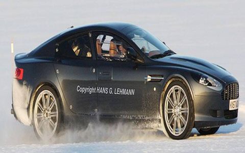 The Aston Martin Rapide undergoes winter testing.