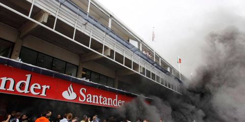 A fire broke out in the Williams F1 team garage shortly after the finish of the Spanish Grand Prix in in Barcelona on Saturday.