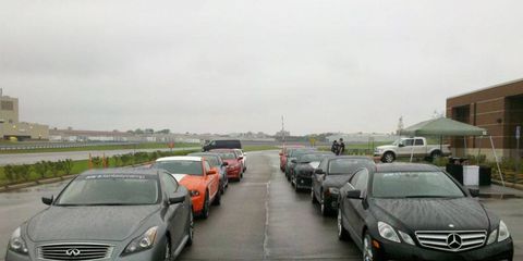 The cars lined up at AutoWeek Fantasy Camp 2011.