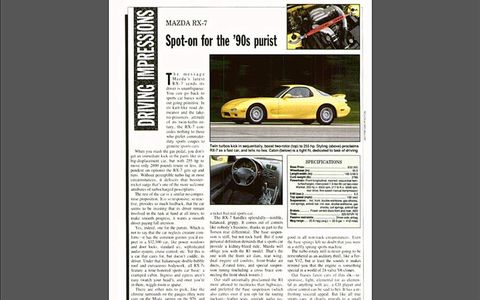 AutoWeek's original third-gen RX-7 review, published in 1992.