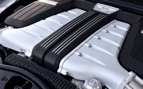 A whopping 616 hp is available from the Bentley Flying Spur's twin-turbo W12 engine.