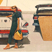 Vehicle, Car, Retro style, Classic, Classic car, Family car, Vehicle door, Vintage clothing, Illustration, 