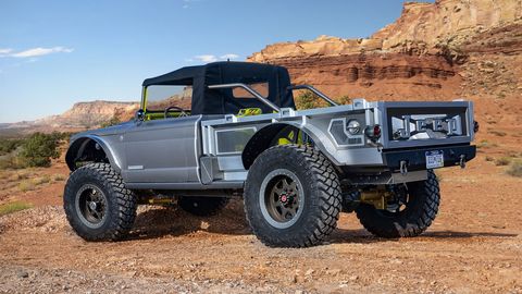 Jeep built six concepts, all pickups, ahead of the 2019 Moab Easter Jeep Safari. The Jeep Five-Quarter is a Hellcrate-powered restomodded 1968 M-715 military truck.
