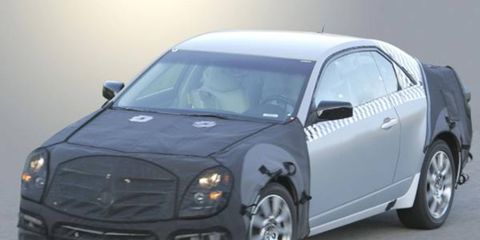 This illustration of the upcoming 2009 Cadillac CTS coupe is based on a spyshot of the 2008 Cadillac CTS.